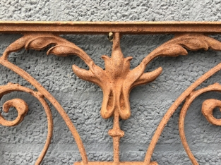 Balcony railing, window rack, cast iron-rust.